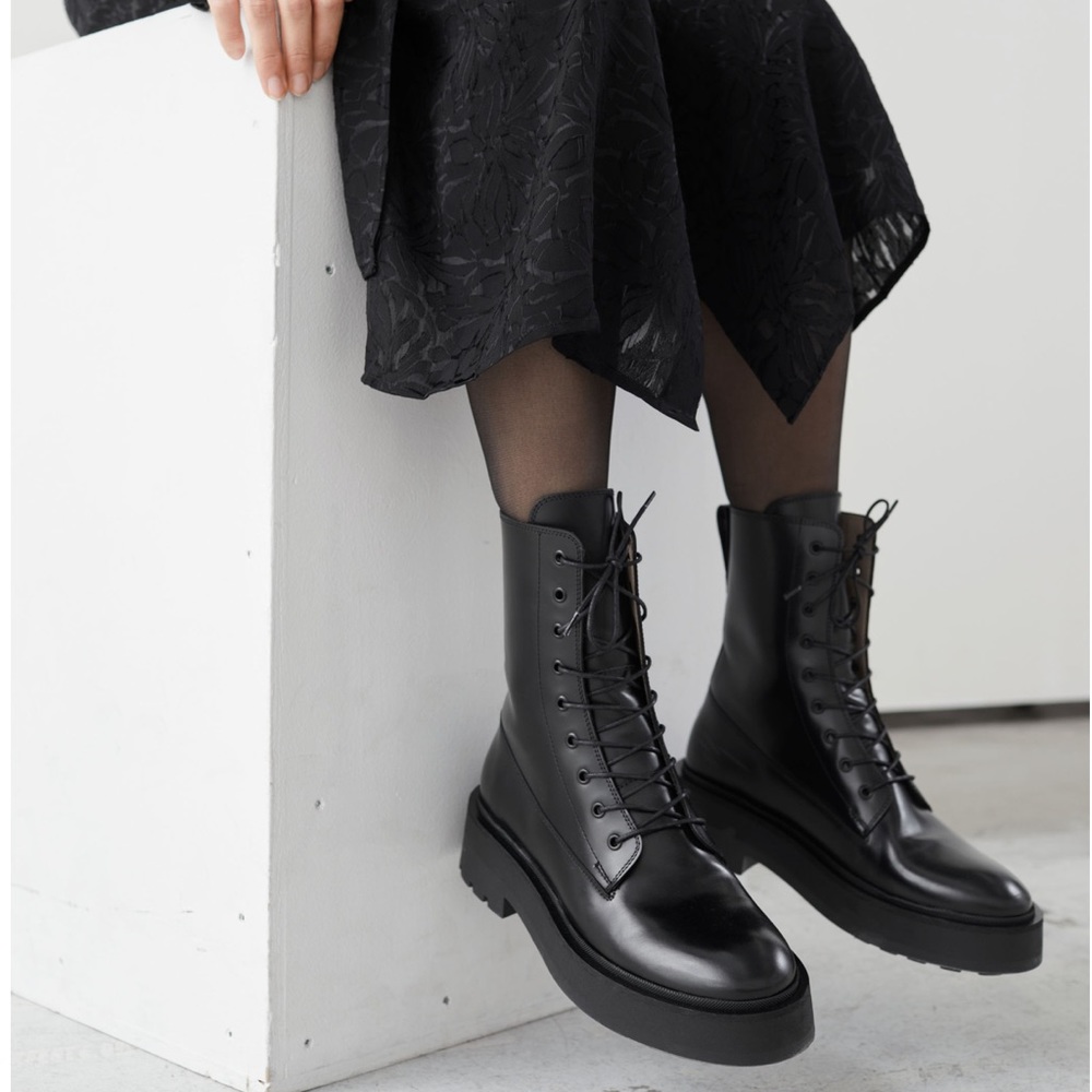 Chunky Platform Leather Boots